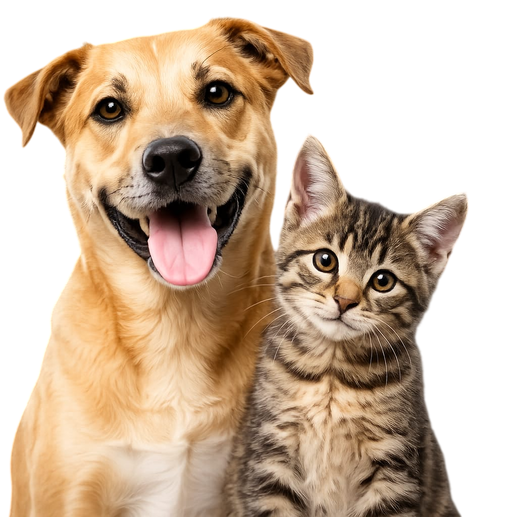 Perro y gato felices